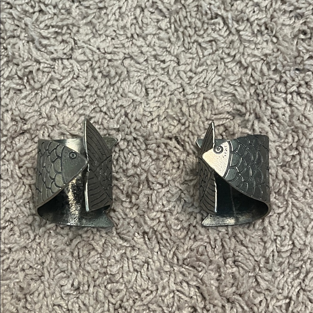 Silver Fish Design Napkin Rings